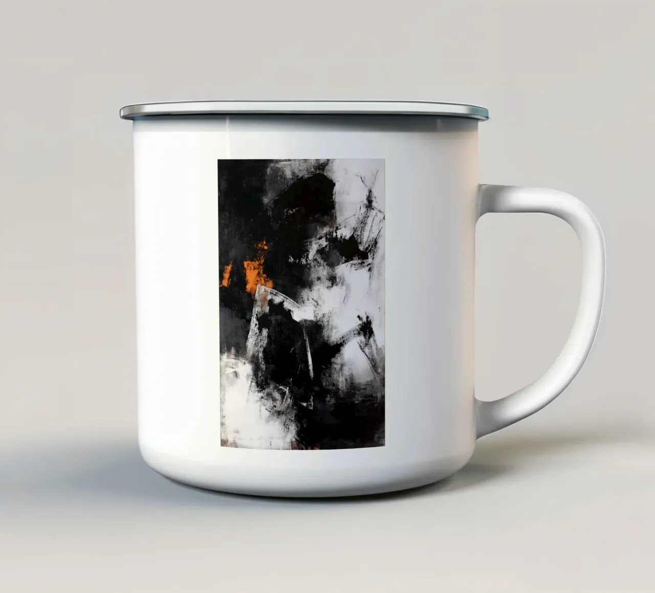 Pittura moderna di astrazione in bianco e nero tazza in smalto da Justyna Jaszke JBJart