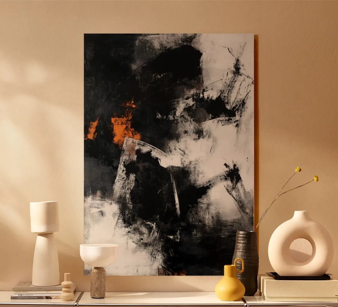 Peinture abstraite moderne en noir et blanc panneau forex de Justyna Jaszke JBJart