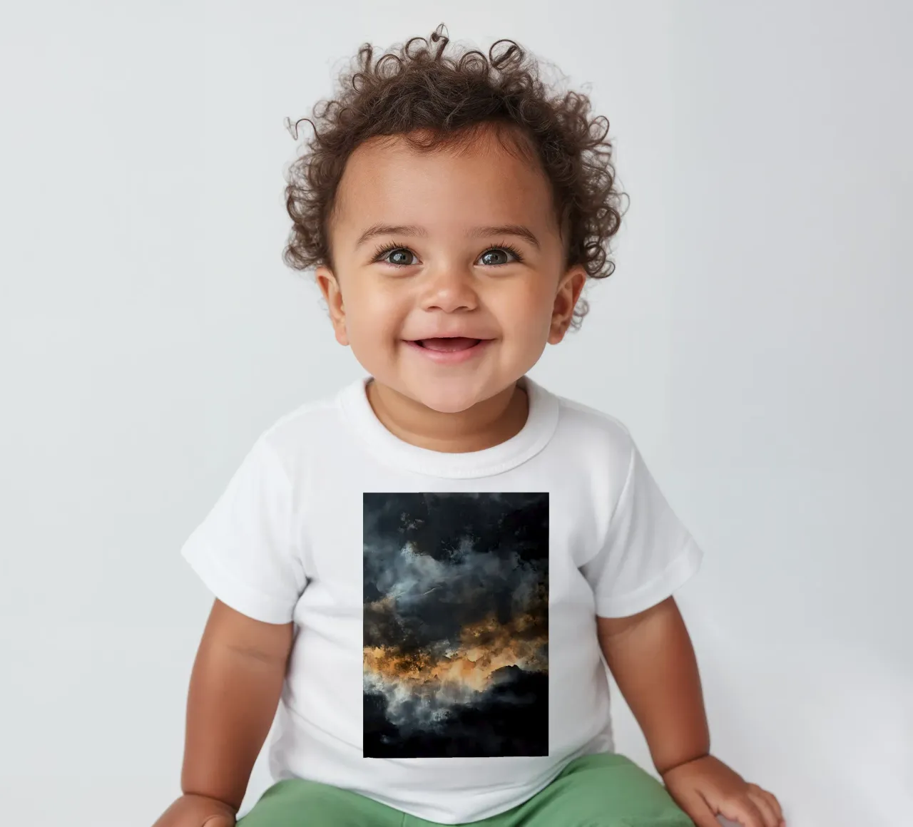 Clouds Modern abstraction colors painting baby t-shirt by Justyna Jaszke JBJart