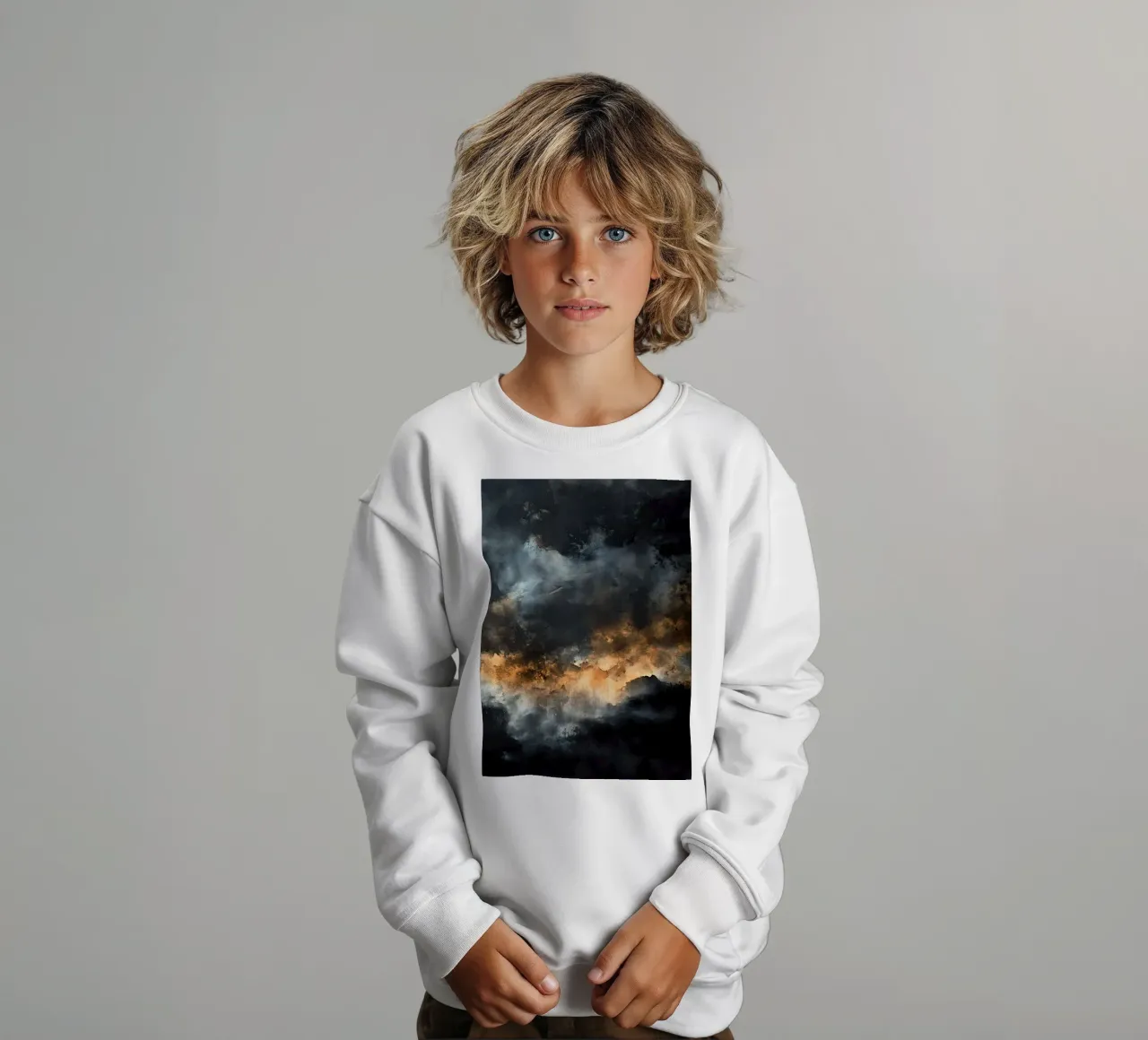 Nuages Abstraction moderne couleurs peinture sweat enfant de Justyna Jaszke JBJart