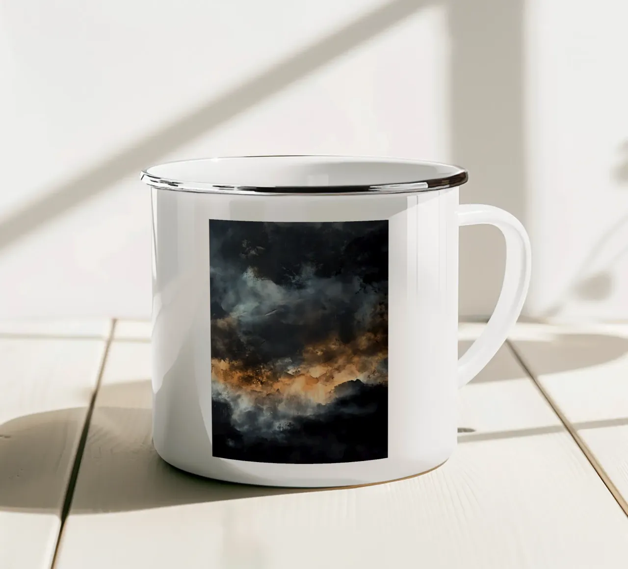 Clouds Modern abstraction colors painting enamel mug by Justyna Jaszke JBJart