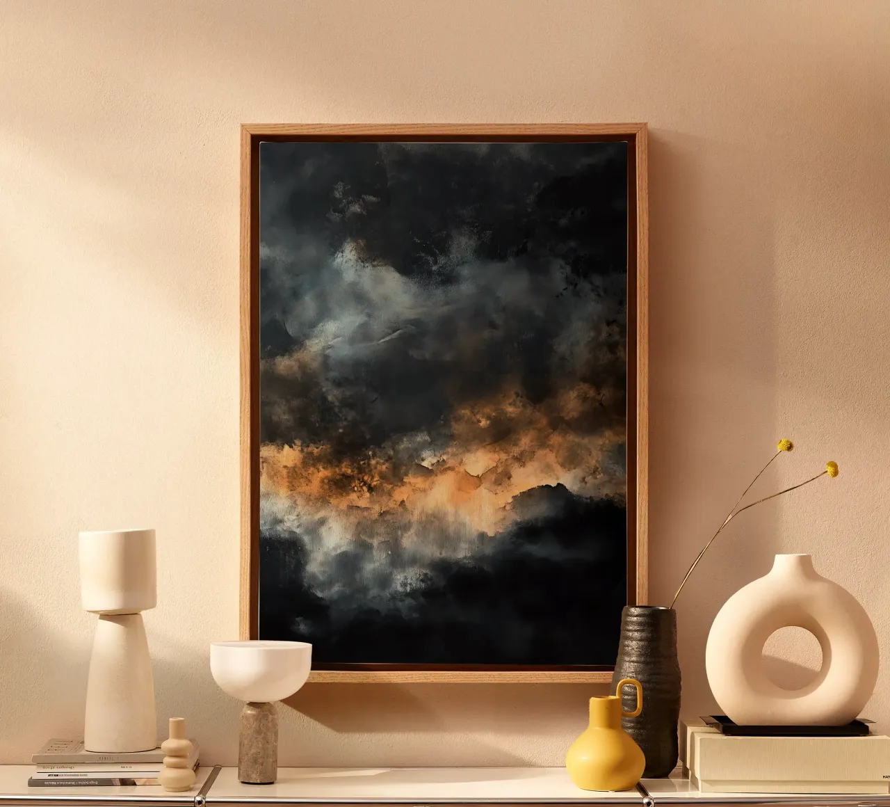 Clouds Modern abstraction colors painting canvas by Justyna Jaszke JBJart