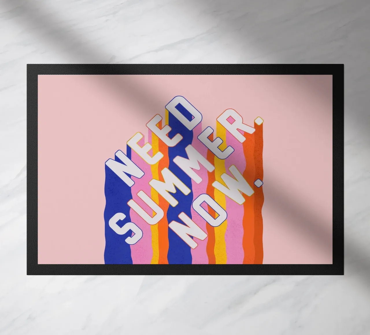 Retro "Need Summer Now" Typography Art Print - Colorful doormat by showmemars