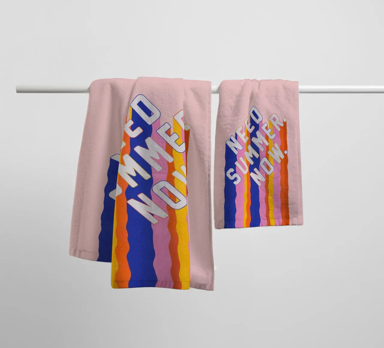 Retro "Need Summer Now" Typography Art Print - Colorful towel by showmemars