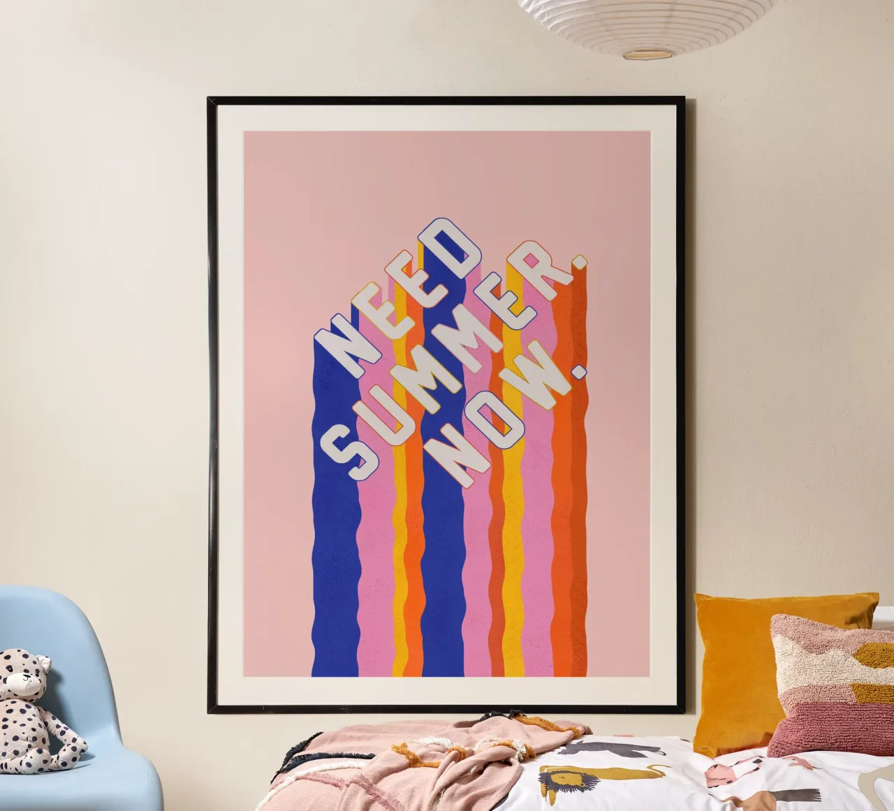Retro "Need Summer Now" Typography Art Print - Colorful hahnemühle by showmemars