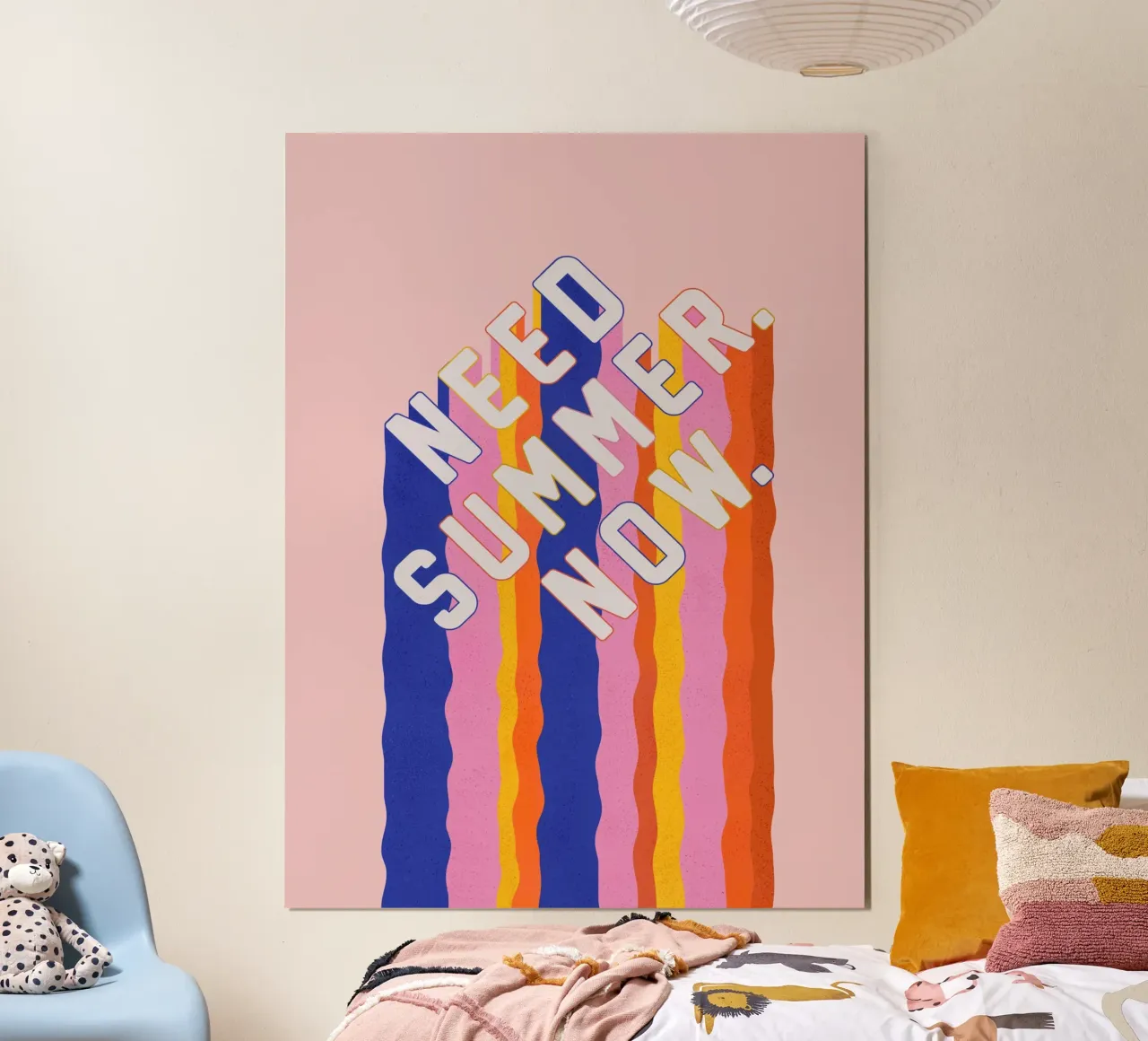 Retro "Need Summer Now" Typography Art Print - Colorful hahnemühle by showmemars