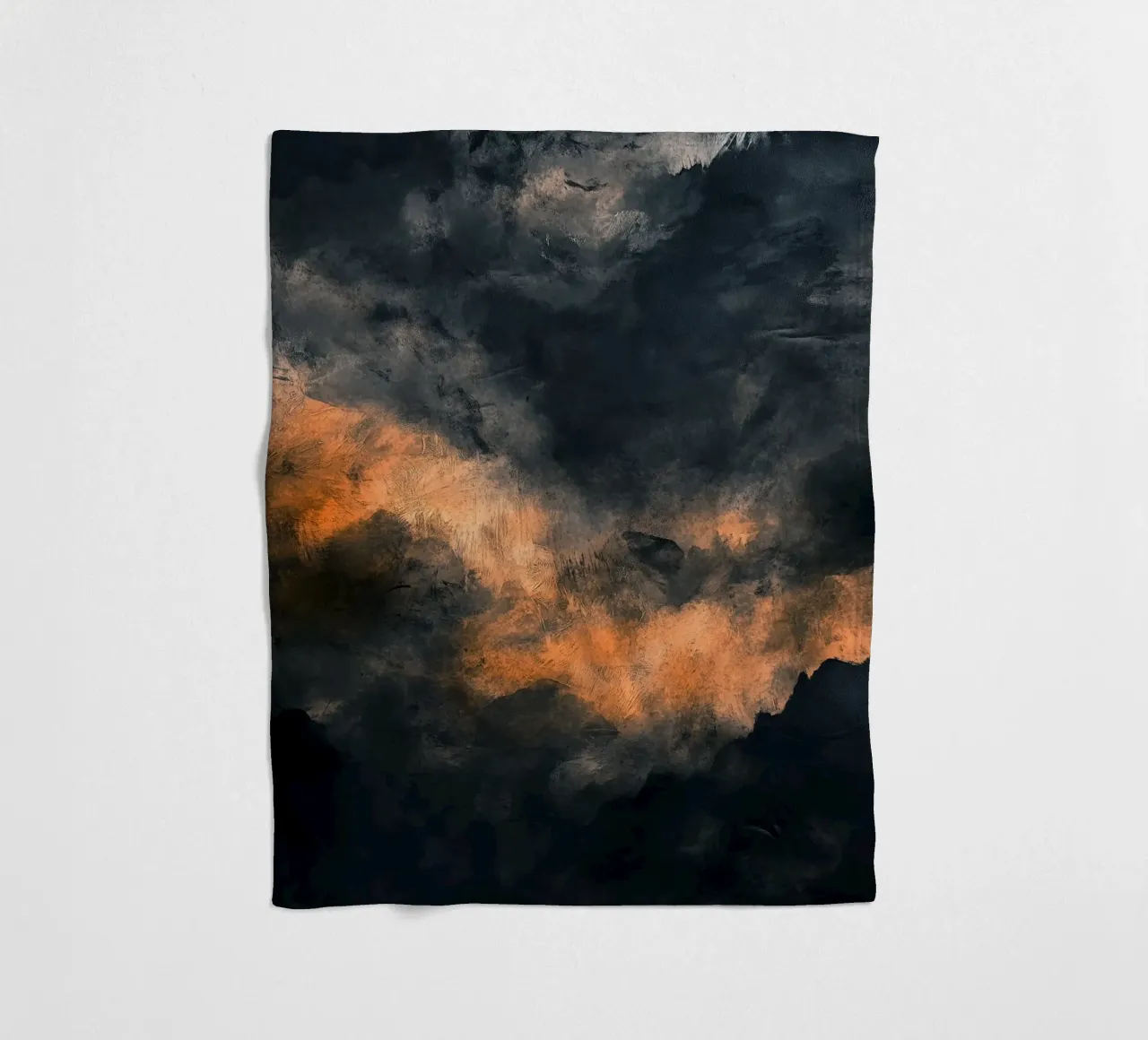 Dark Sunset Modern abstraction painting fleece blanket by Justyna Jaszke JBJart