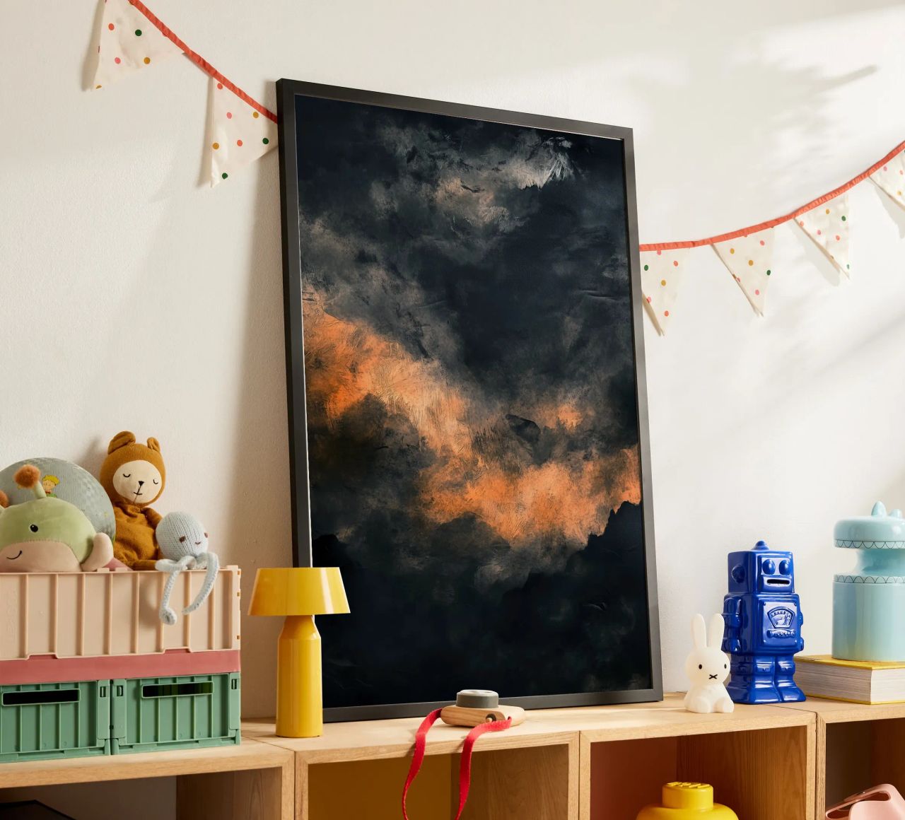 Dunkler Sonnenuntergang Moderne Abstraktion Gemälde Poster von Justyna Jaszke JBJart