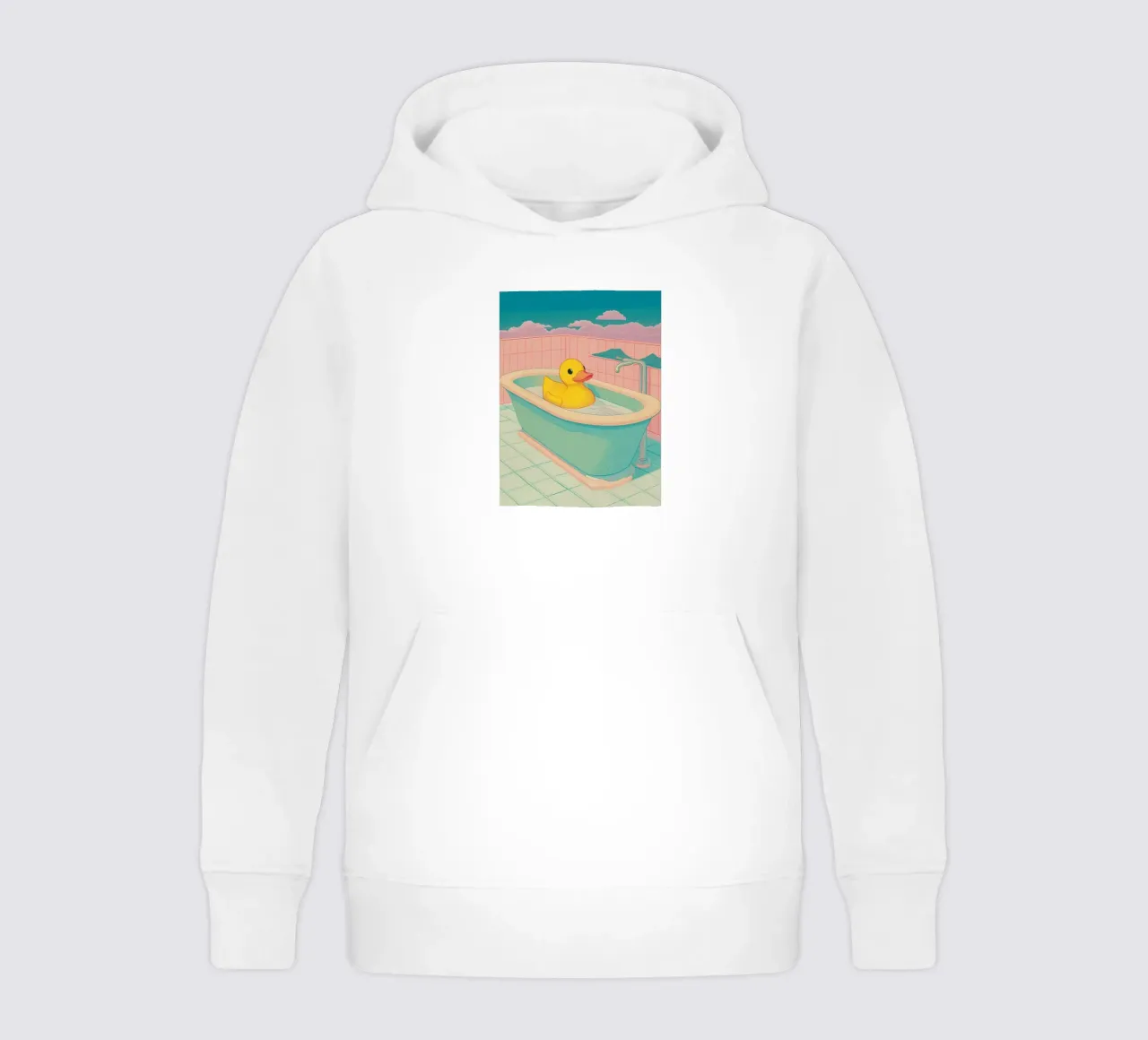 Un mignon canard en caoutchouc jaune dans une baignoire - Bathroom Art sweat à capuche enfant de Kaji