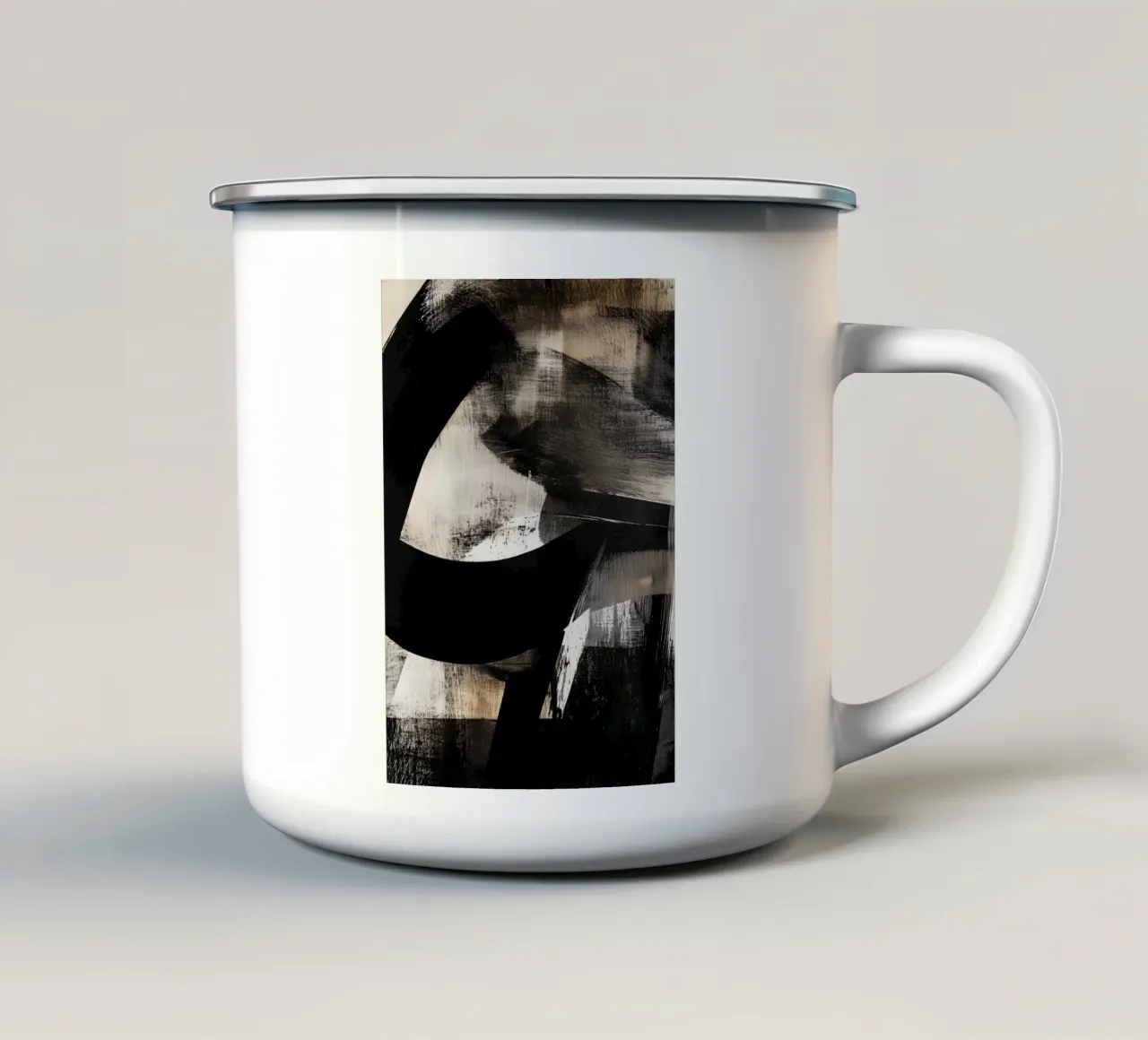 Dynamic Modern abstraction painting enamel mug by Justyna Jaszke JBJart