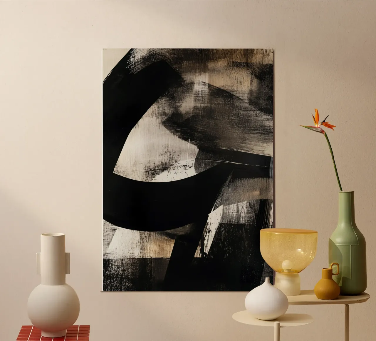 Pittura d'astrazione moderna e dinamica poster con telaio in alluminio da Justyna Jaszke JBJart