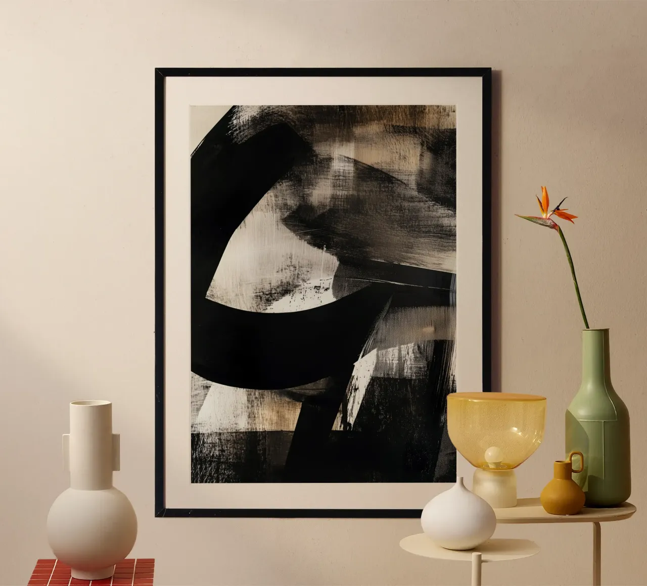 Pittura d'astrazione moderna e dinamica poster con telaio in alluminio da Justyna Jaszke JBJart