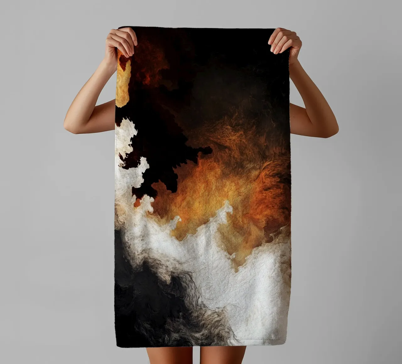 Fuoco Pittura moderna d'astrazione asciugamano da bagno da Justyna Jaszke JBJart
