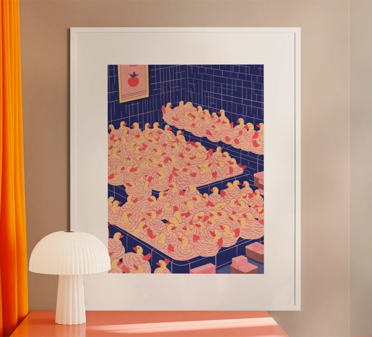 Tante anatre: Stravagante arte da parete per il bagno in sauna poster da Kaji