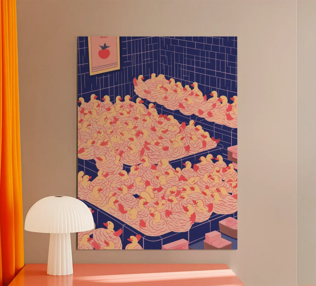 Tante anatre: Stravagante arte da parete per il bagno in sauna poster da Kaji