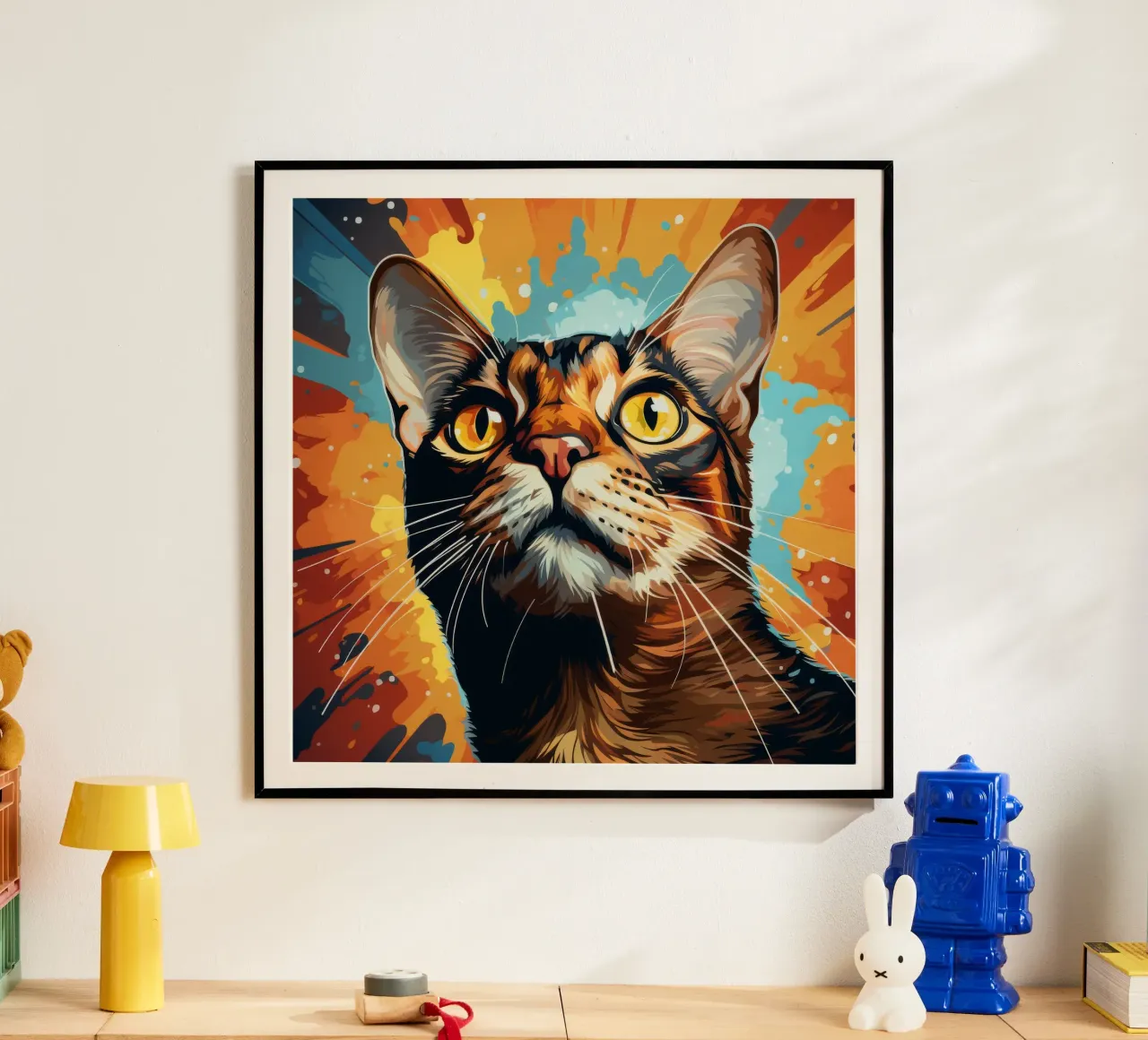 Ritratto di gatto abissino poster con telaio in plastica da Animal Portraits