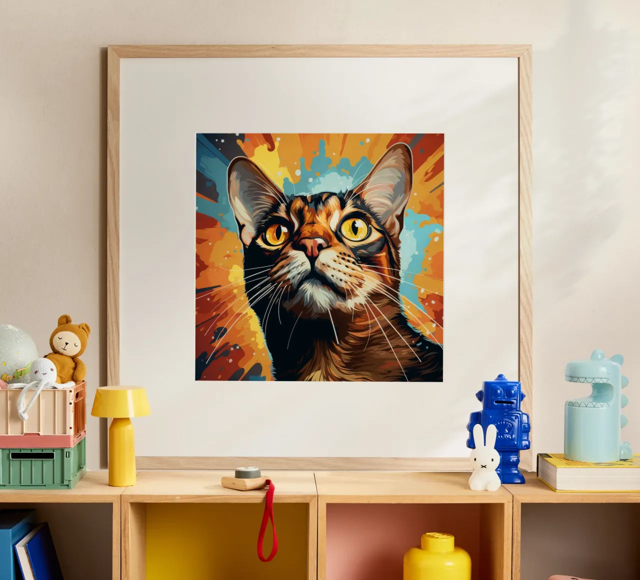Ritratto di gatto abissino poster con telaio in plastica da Animal Portraits