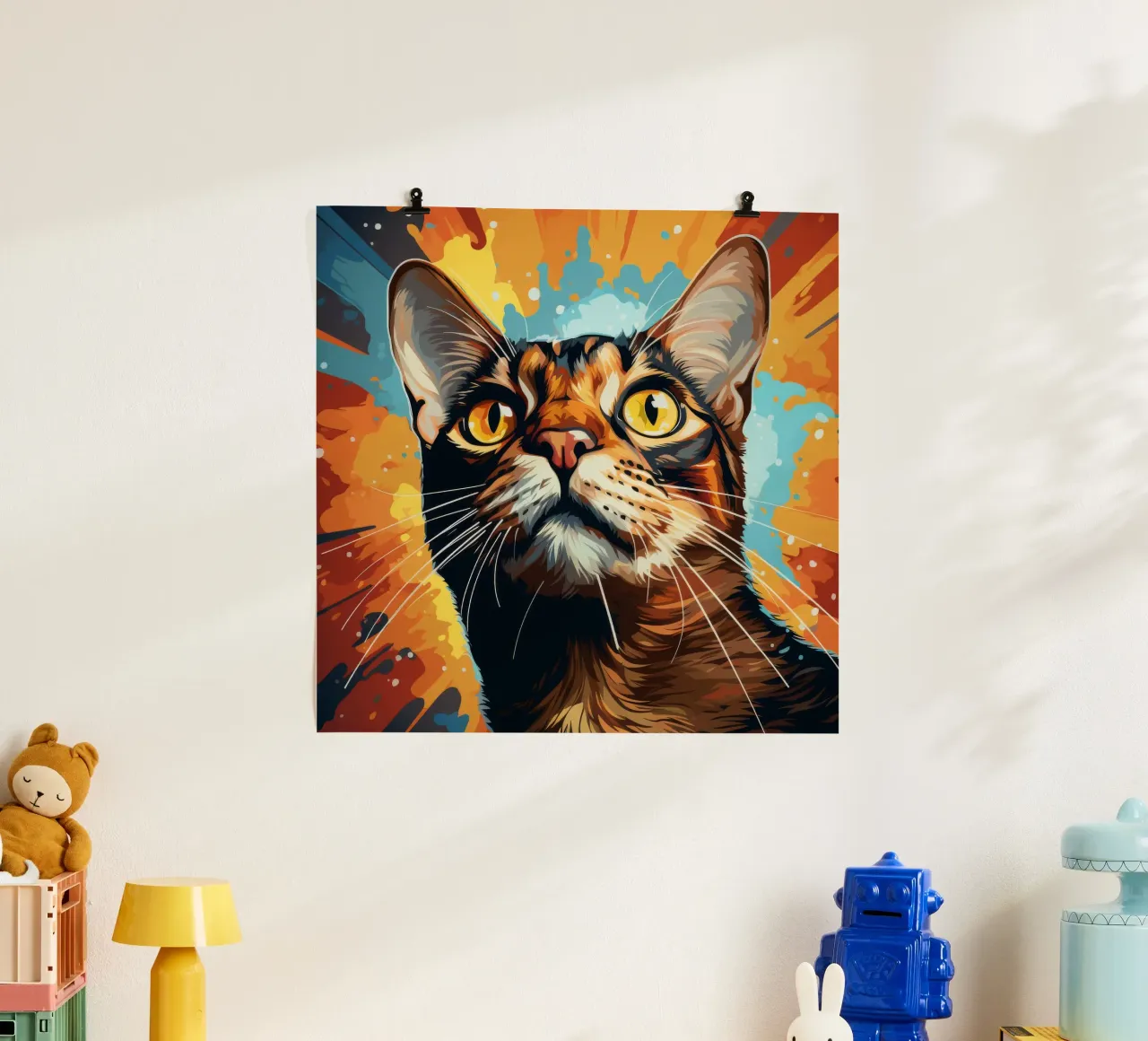 Ritratto di gatto abissino poster con telaio in plastica da Animal Portraits