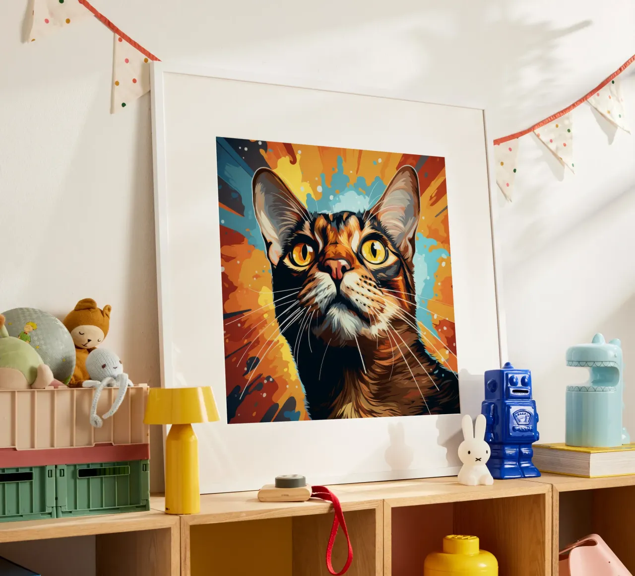 Ritratto di gatto abissino poster con telaio in plastica da Animal Portraits