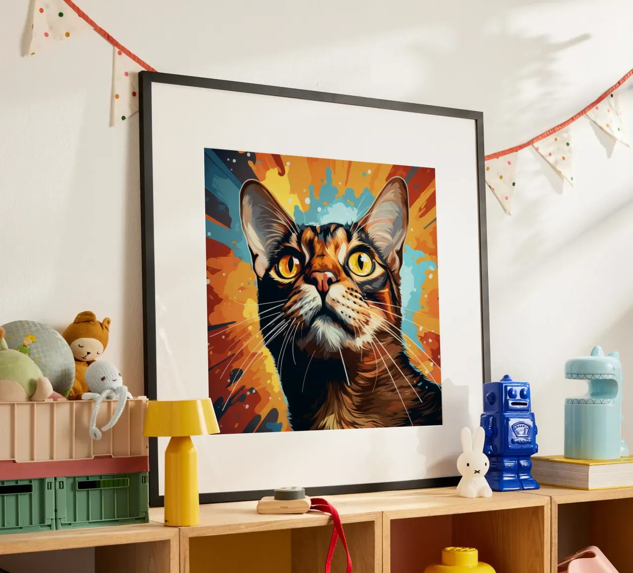 Ritratto di gatto abissino poster con telaio in plastica da Animal Portraits