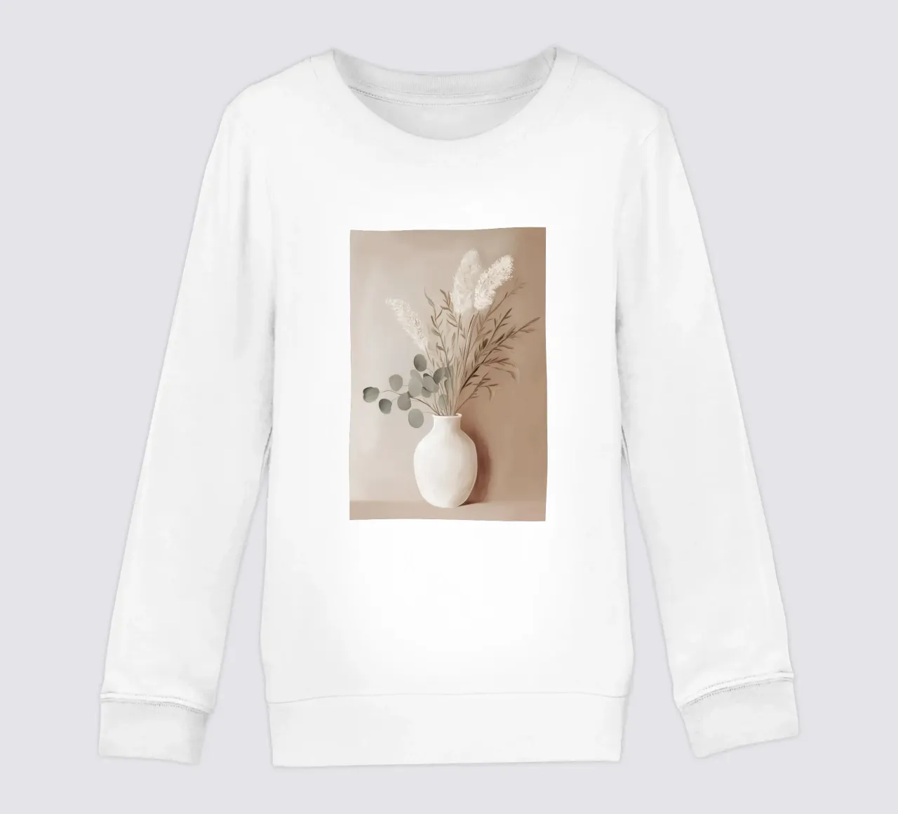 Bouquet di foglie di eucalipto con vaso di fiori felpa bambino da Carinaprint