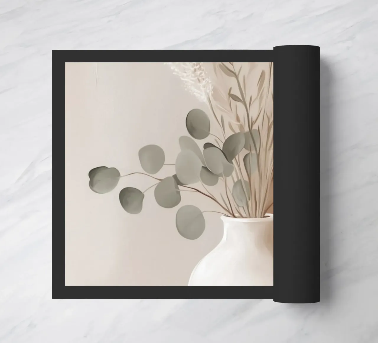 Bouquet de feuilles d'eucalyptus avec vase de fleurs paillasson de Carinaprint