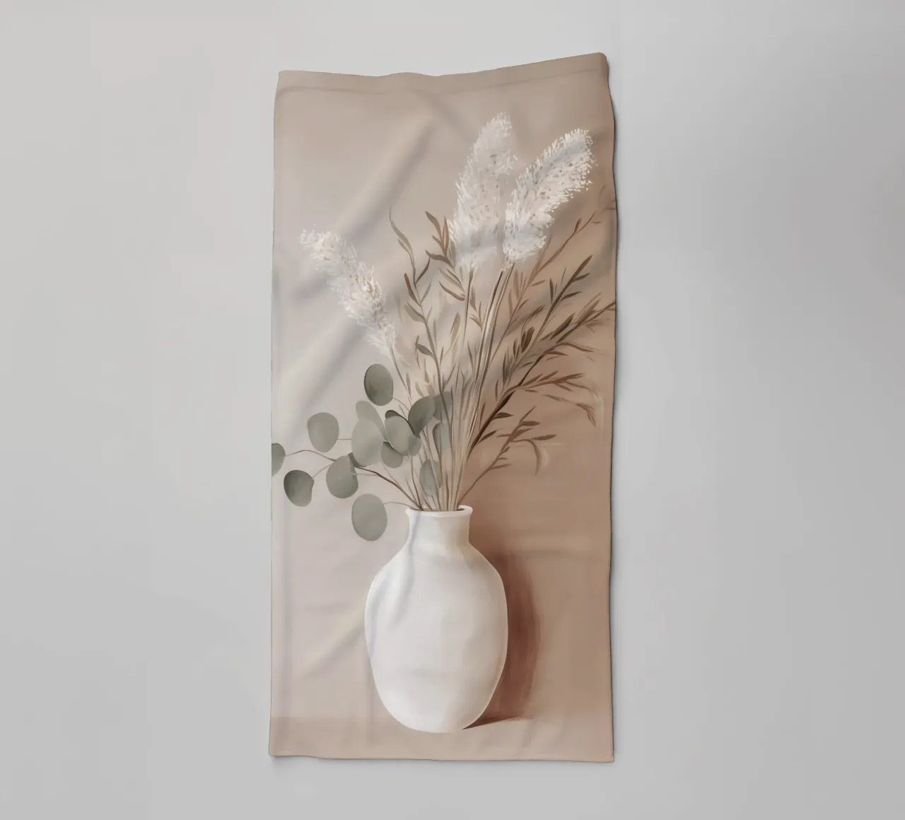 Bouquet di foglie di eucalipto con vaso di fiori asciugamano da bagno da Carinaprint
