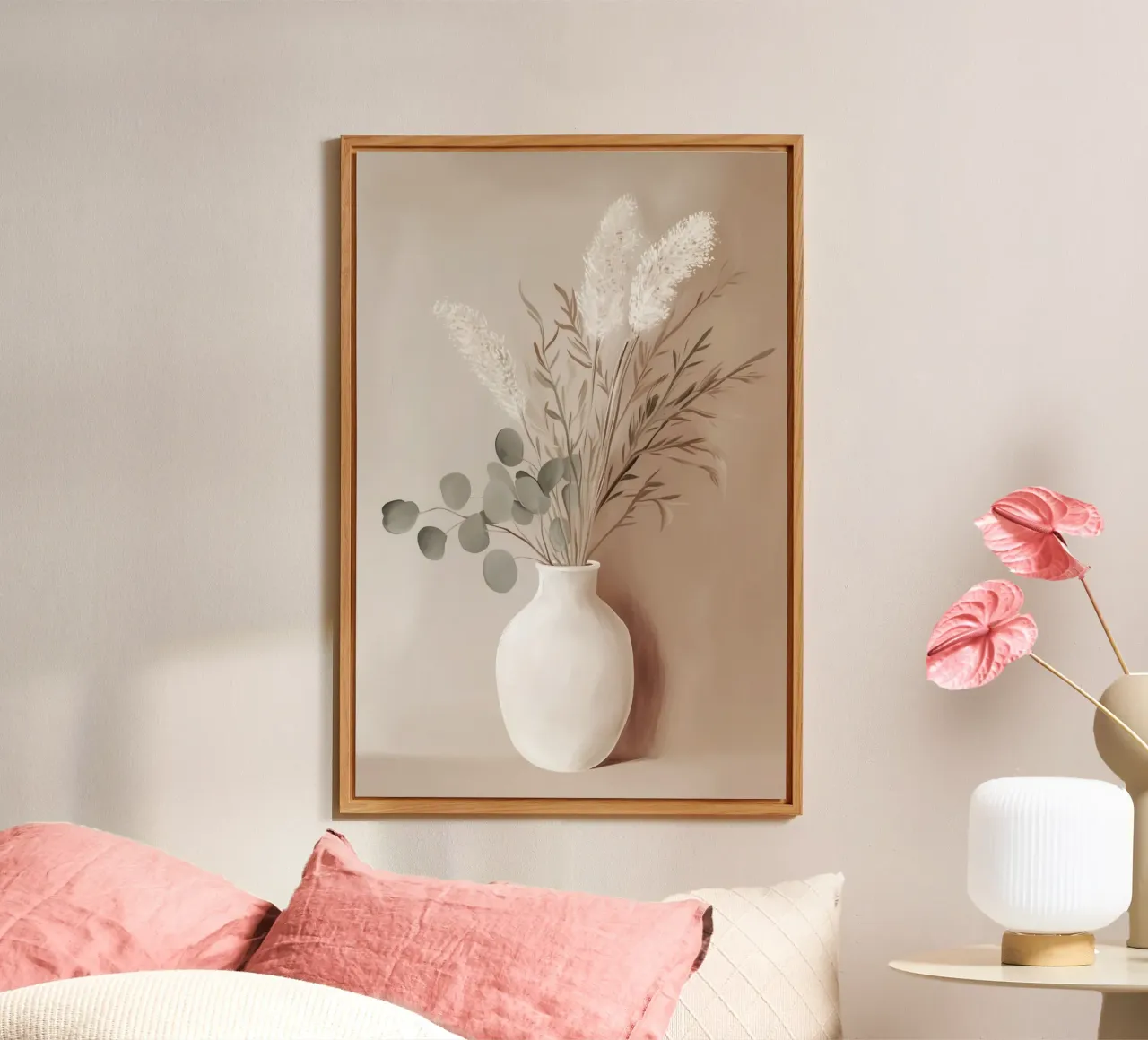 Eucalyptus leaves bouquet with flower vase forex plate by Carinaprint
