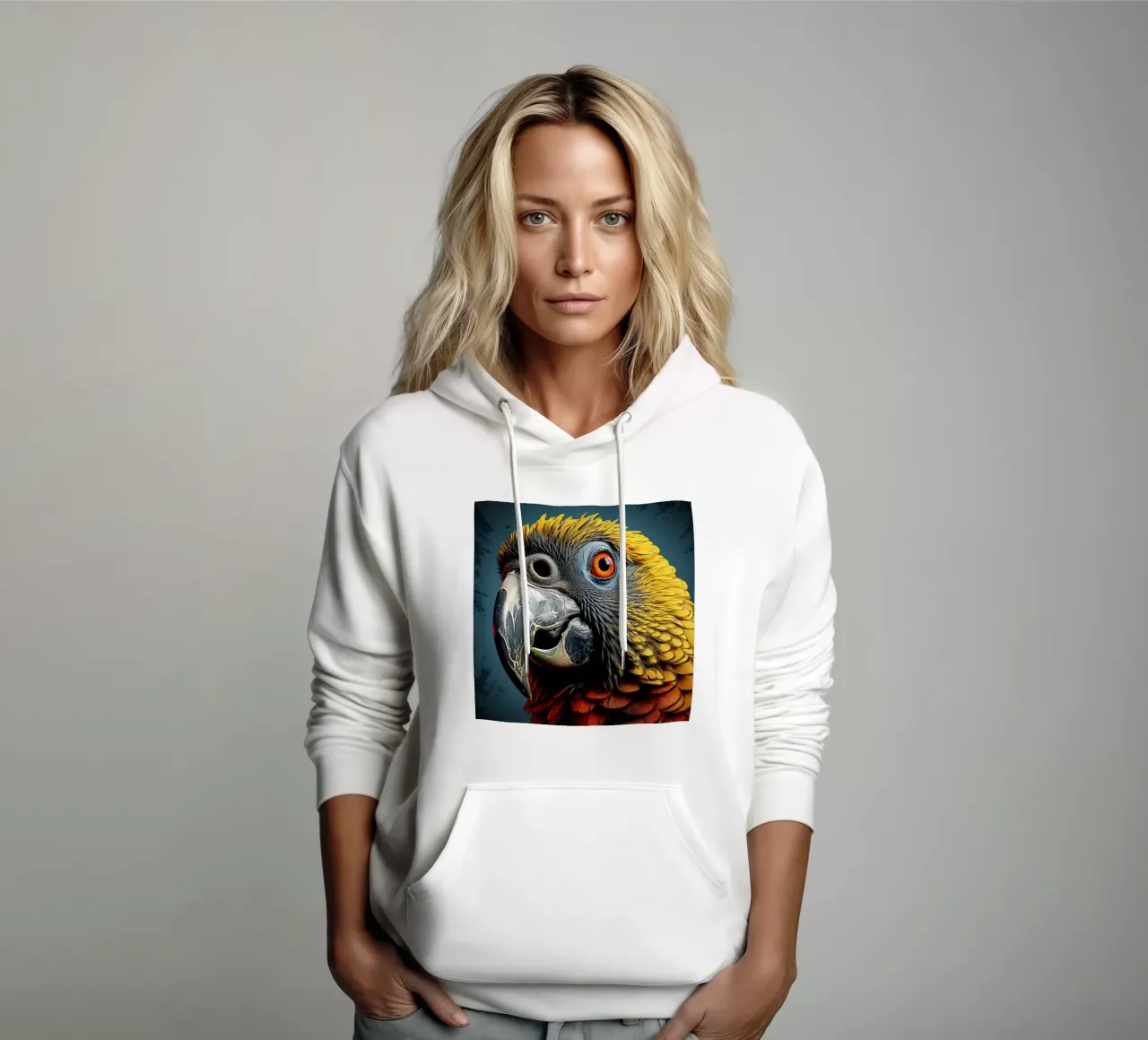 Ritratto di pappagallo grigio africano felpa con cappuccio da Animal Portraits