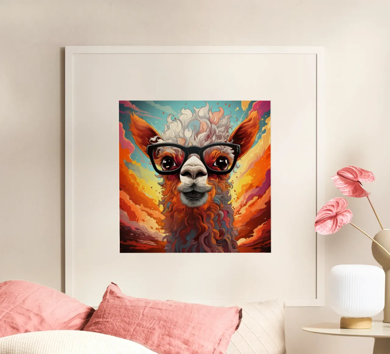 Ritratto di alpaca poster con telaio in legno da Animal Portraits