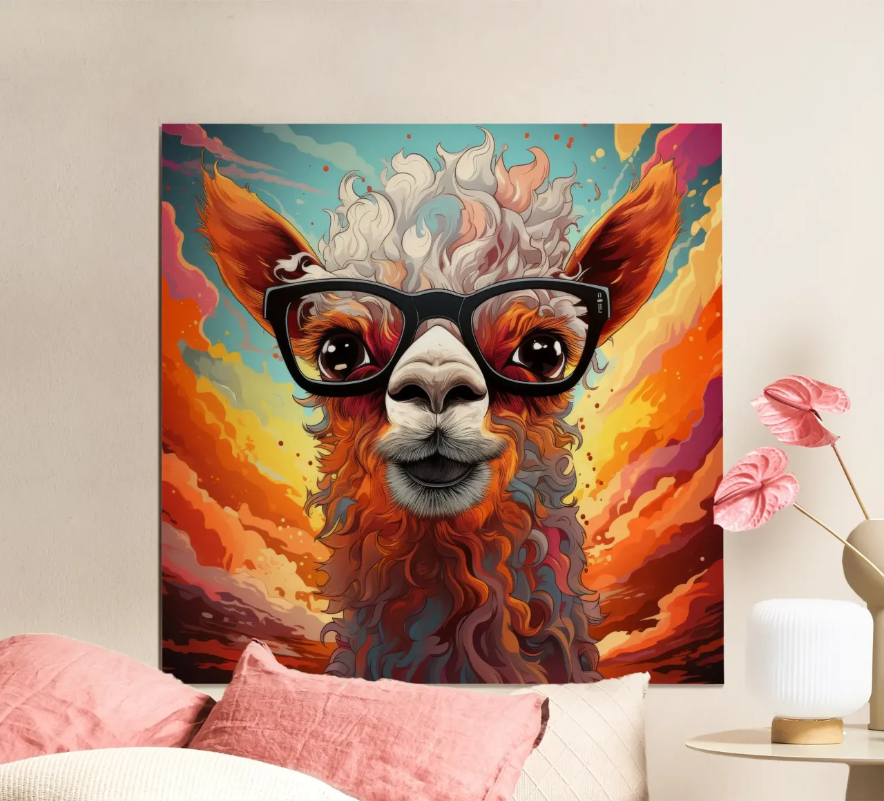 Ritratto di alpaca poster con telaio in legno da Animal Portraits