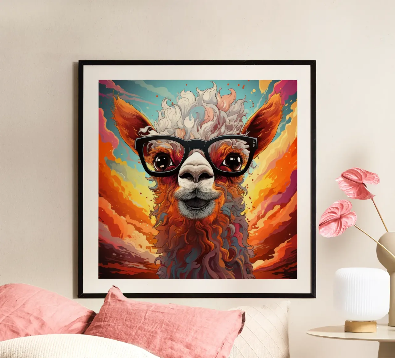 Ritratto di alpaca poster con telaio in legno da Animal Portraits
