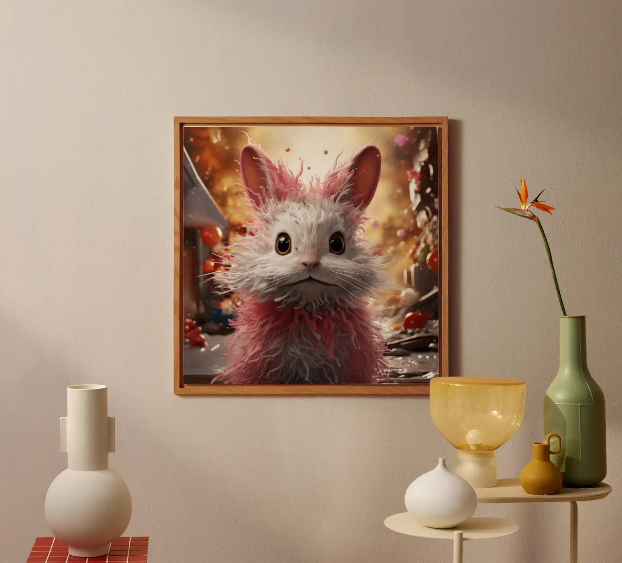 Ritratto di coniglio d'angora alluminio dibond da Animal Portraits
