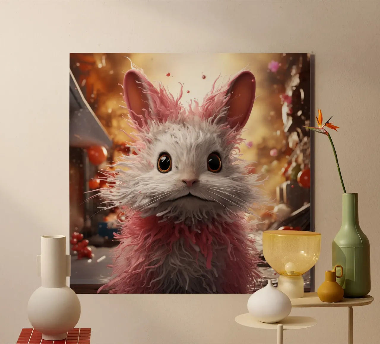 Ritratto di coniglio d'angora alluminio dibond da Animal Portraits