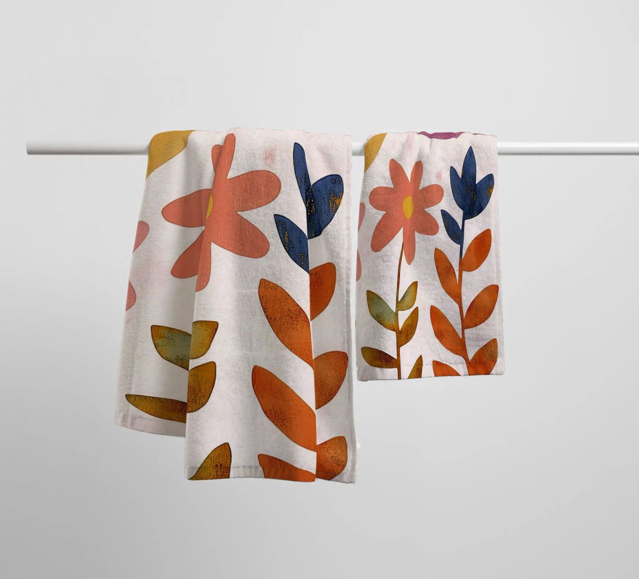 Vintage Botanical Bird with Moon, Stars and Spring Flowers towel by Gentle Echoes Art