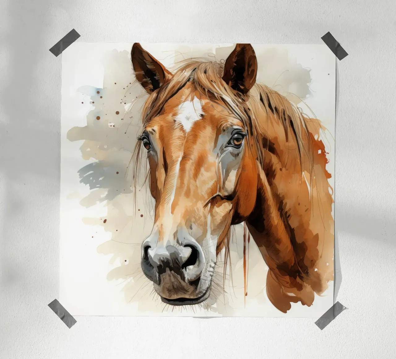 Ritratto di cavallo arabo poster con telaio in plastica da Animal Portraits