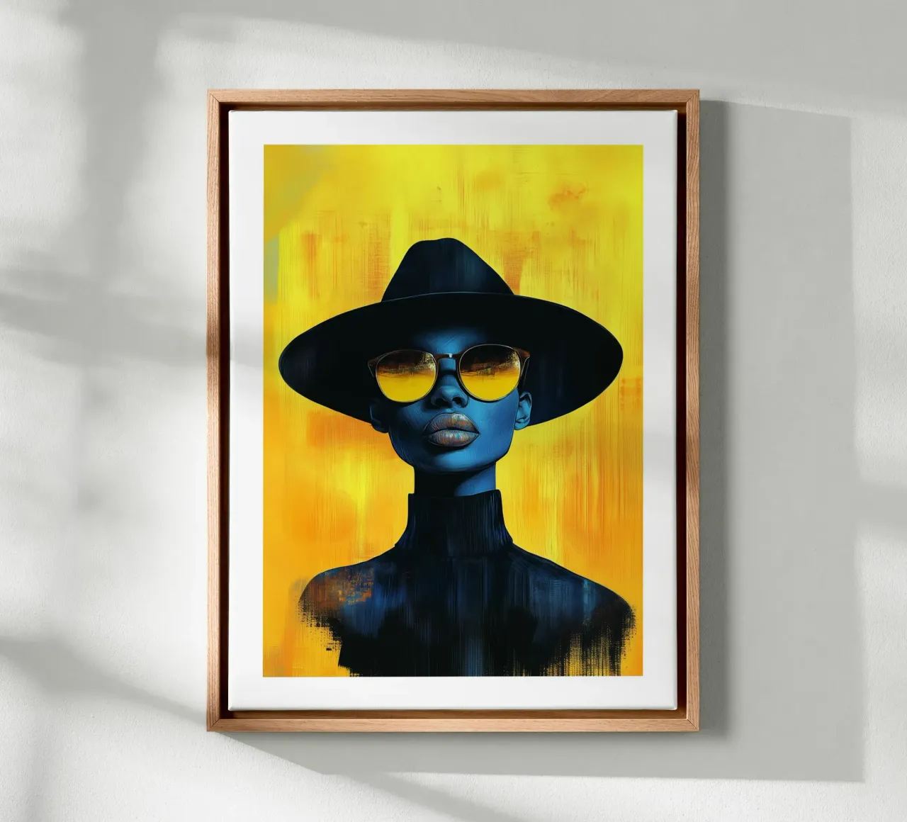Misterio dorado lienzo con Marco flotante de Glitch & Glam