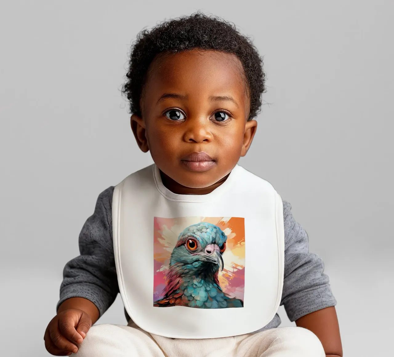 Barbarijse duif Portret baby slabbetje van Animal Portraits
