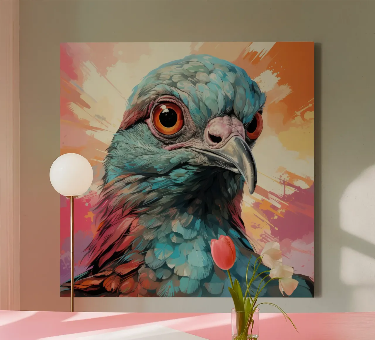 Barbary Dove Portrait canvas by Animal Portraits