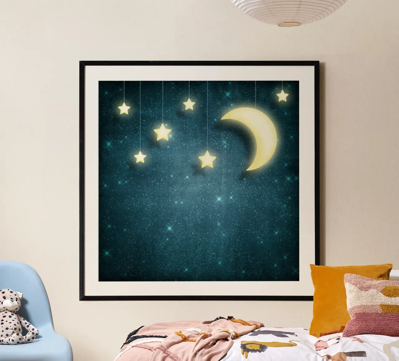 Luna e stelle poster con telaio in legno da Spiritual Touch