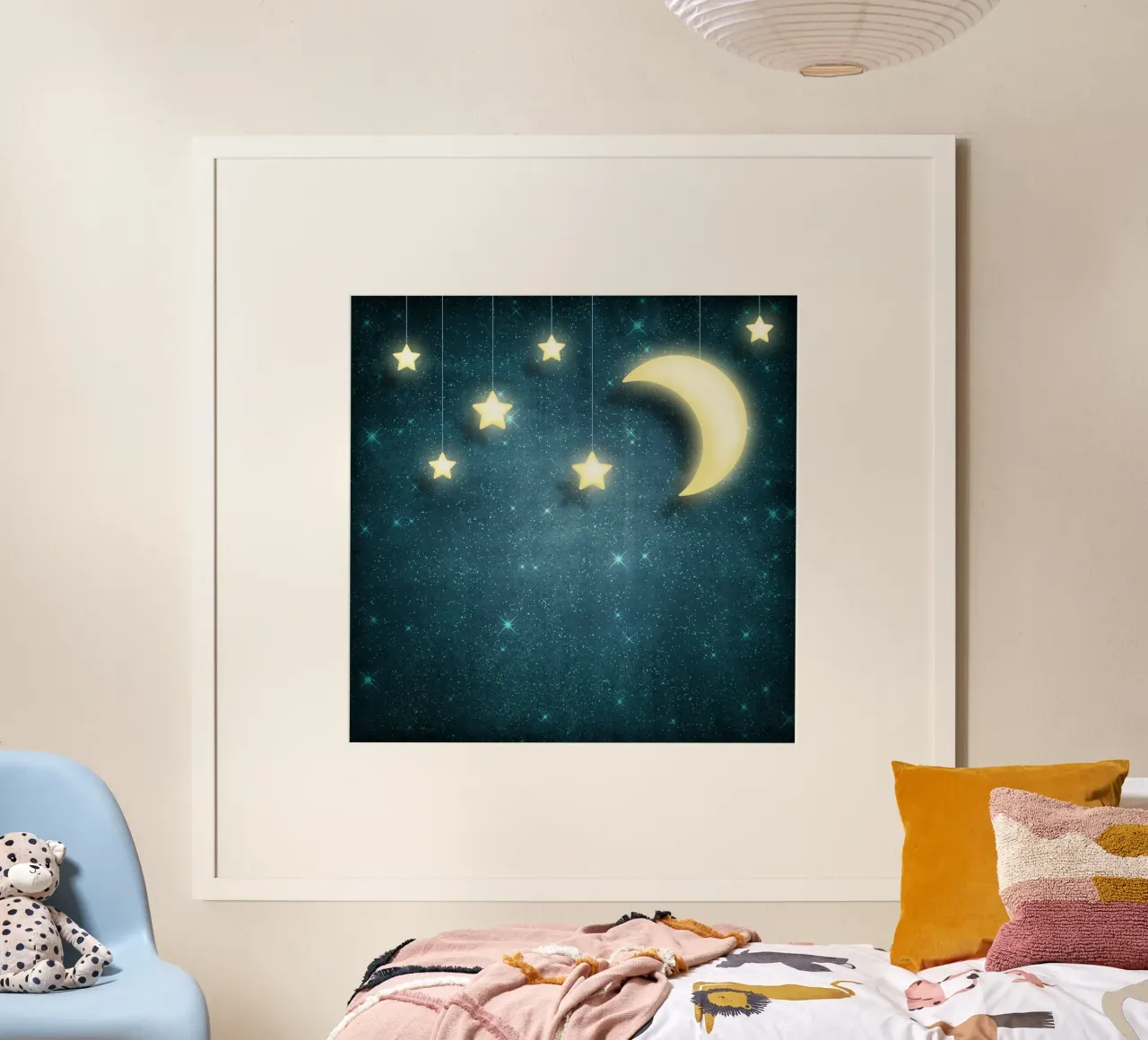 Luna e stelle poster con telaio in legno da Spiritual Touch
