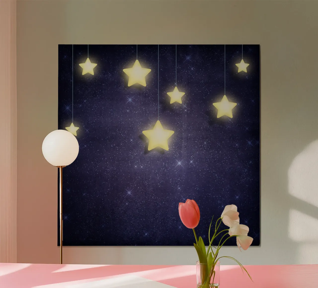 Luna e stelle poster con telaio in alluminio da Spiritual Touch