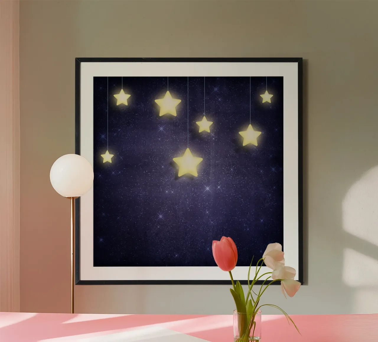 Luna e stelle poster con telaio in alluminio da Spiritual Touch