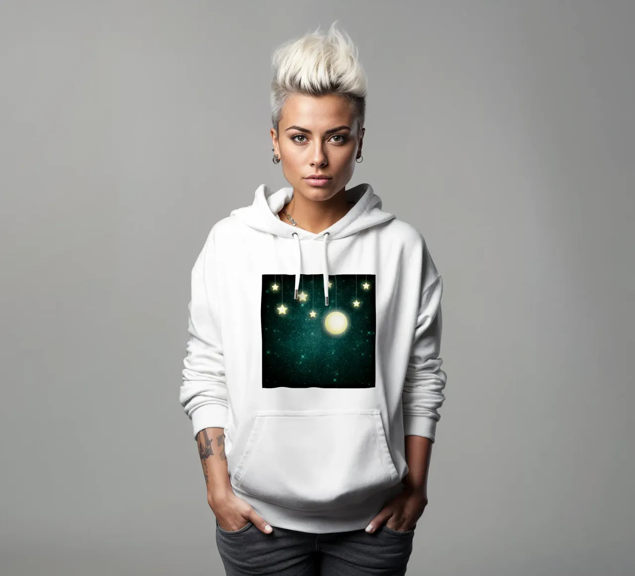 Luna e stelle felpa con cappuccio da Spiritual Touch
