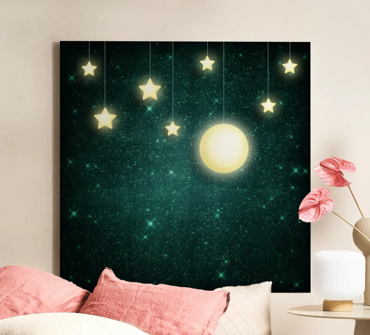 Maan & Sterren canvas met Baklijst van Spiritual Touch