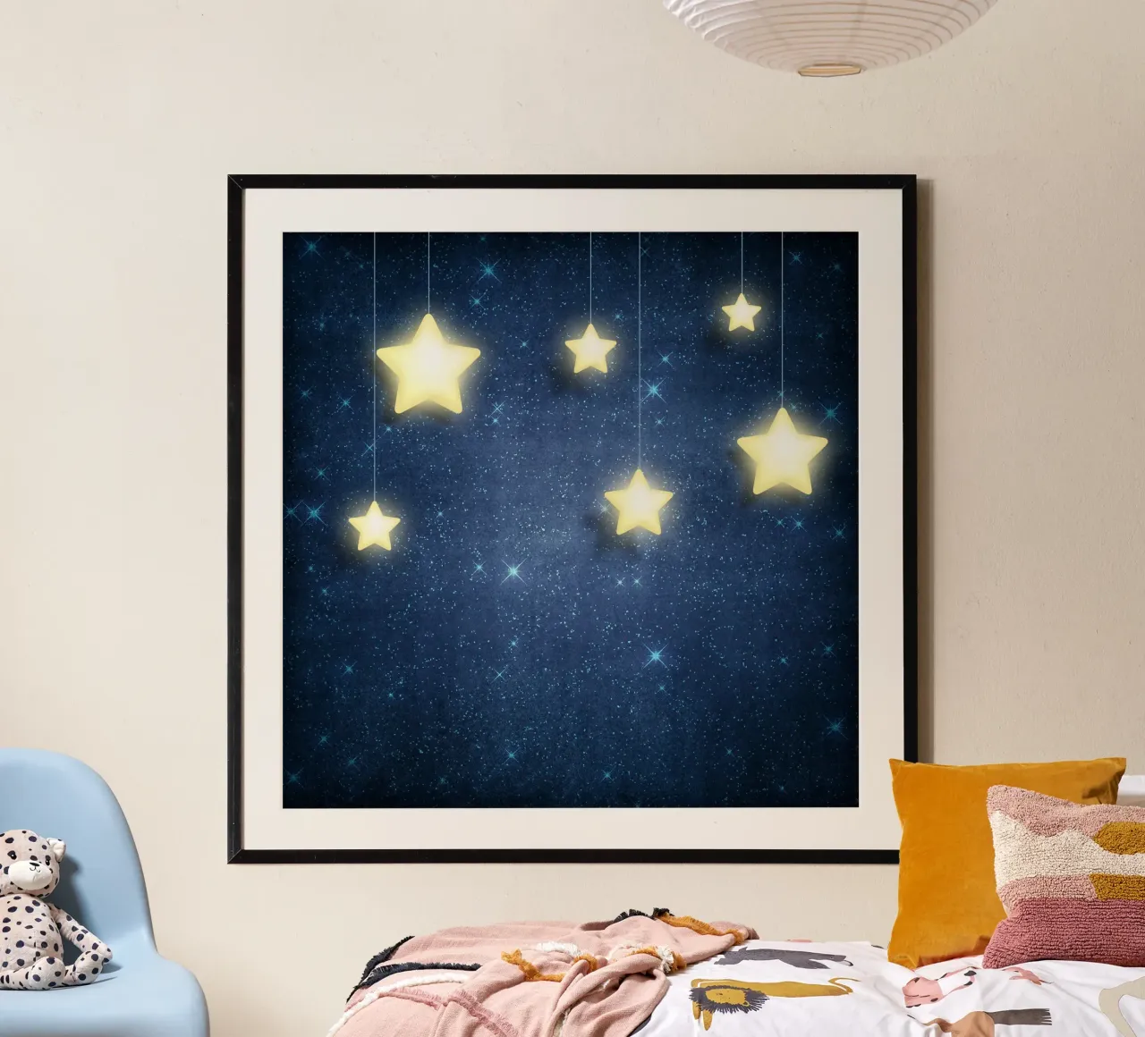 Luna e stelle poster con telaio in alluminio da Spiritual Touch