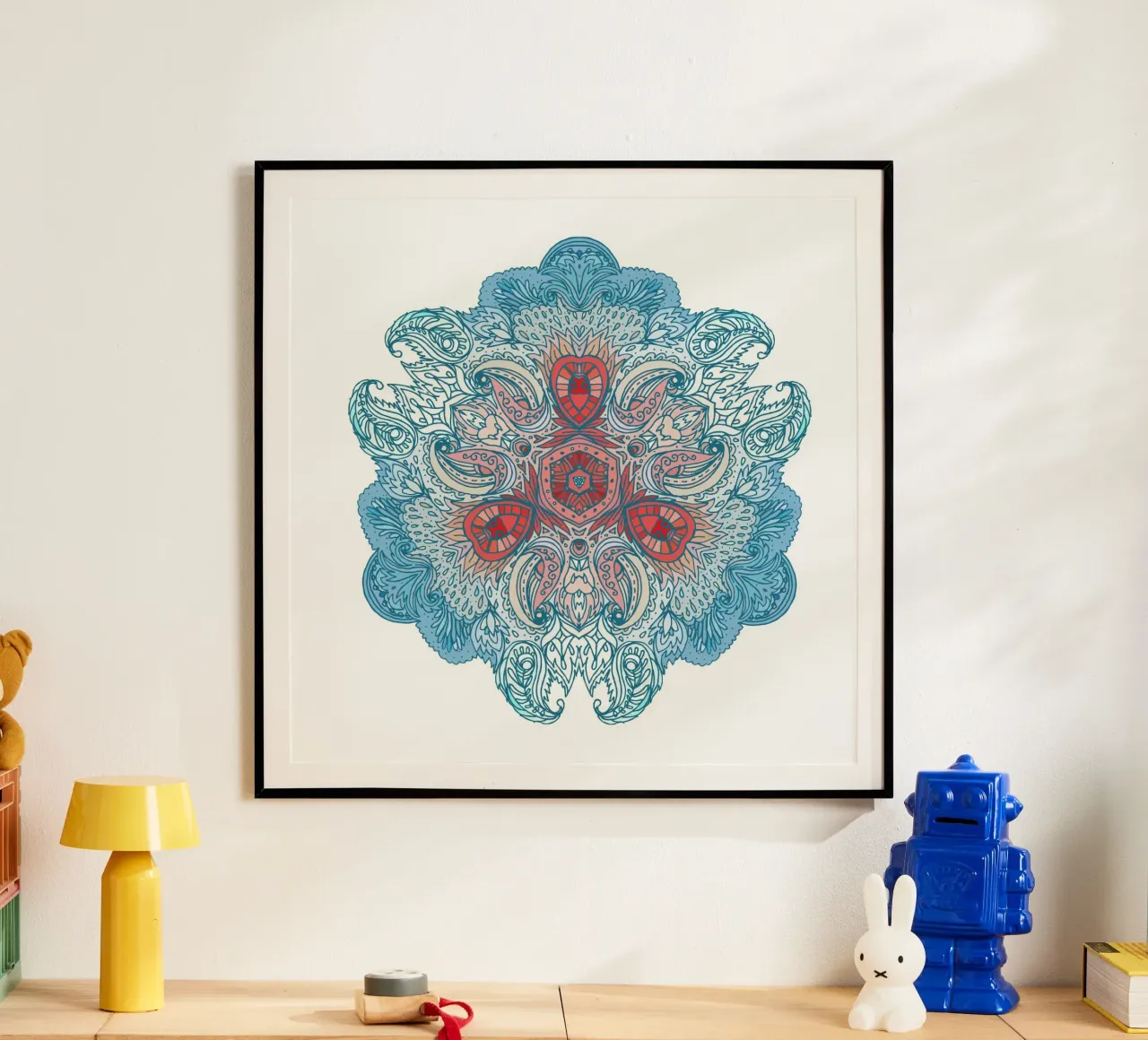 Mandala floreale poster con telaio in alluminio da Spiritual Touch