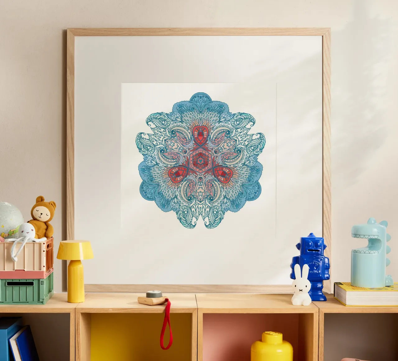 Mandala floreale poster con telaio in alluminio da Spiritual Touch