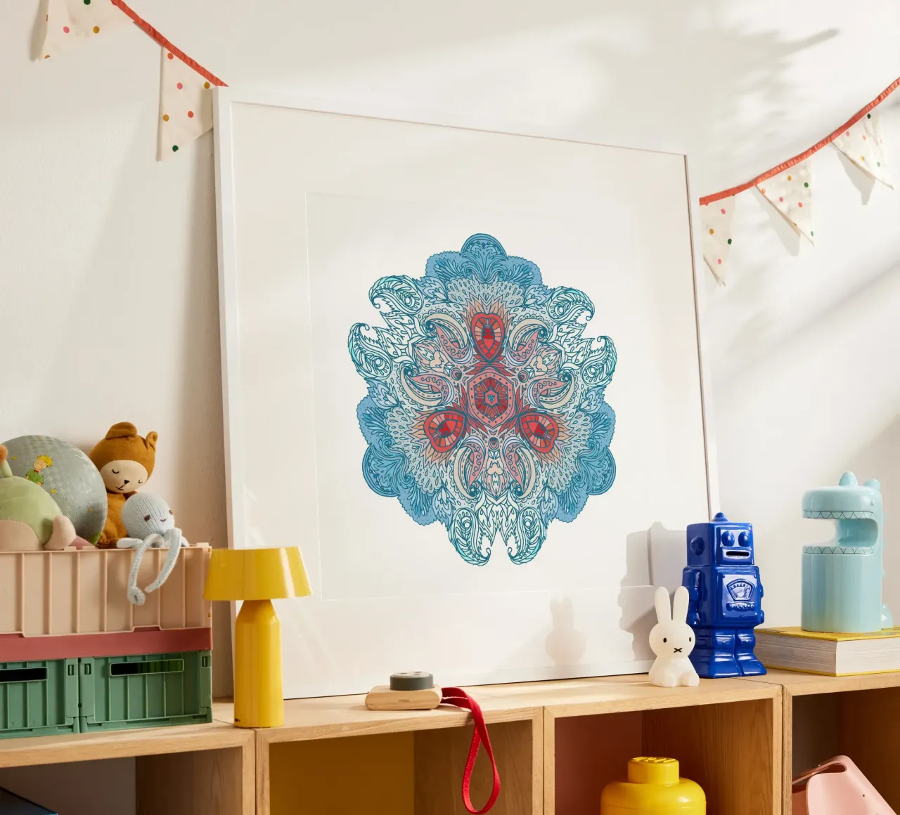 Mandala floreale poster con telaio in alluminio da Spiritual Touch