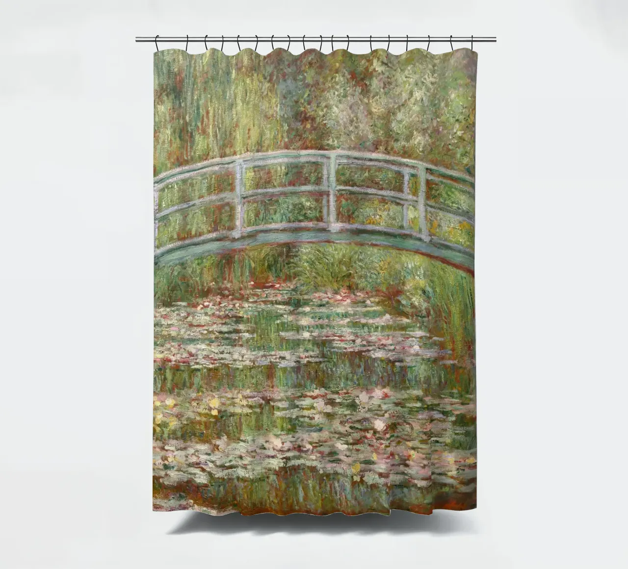 Claude Monet - Ponte su uno stagno di ninfee tenda da doccia da Timeless Artworks
